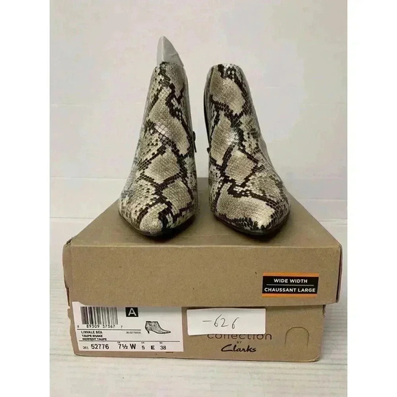 -626 Clarks Linvale Sea, Taupe Snake, Heals-US 7.5 Womens - Picture 2 of 5